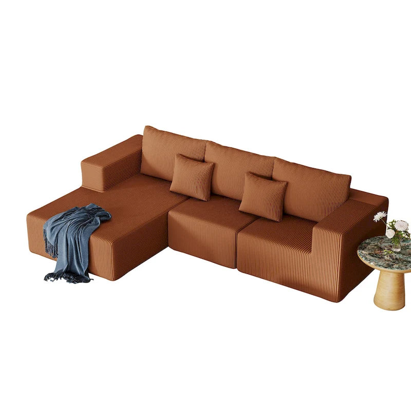 Canapé d'angle modulaire en forme de L de 108,3 pouces avec méridienne
