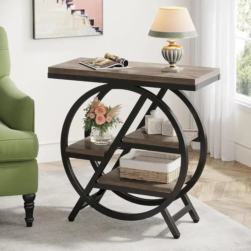 Table d'appoint à 3 niveaux, table de chevet étroite pour salon