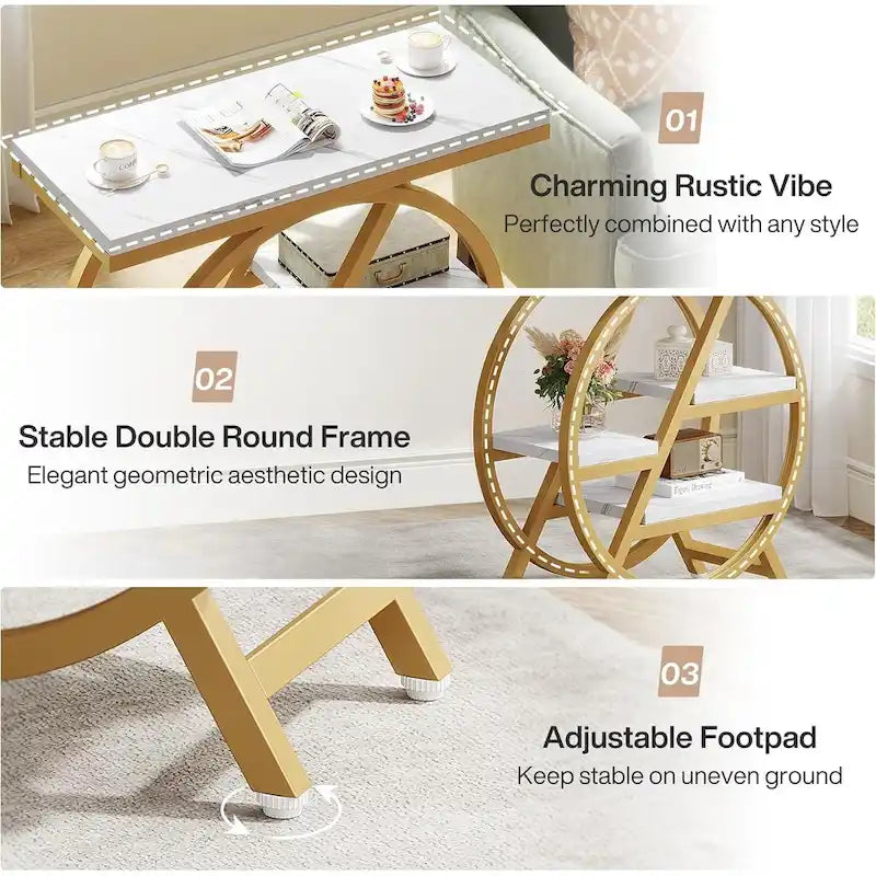 Table d'appoint à 3 niveaux, table de chevet étroite pour salon
