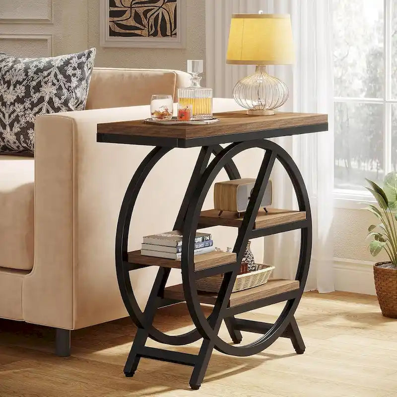 Table d'appoint à 3 niveaux, table de chevet étroite pour salon