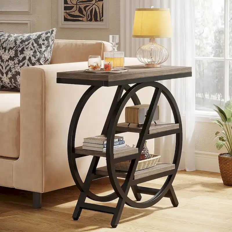 Table d'appoint à 3 niveaux, table de chevet étroite pour salon