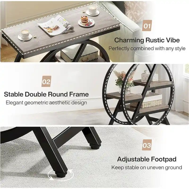Table d'appoint à 3 niveaux, table de chevet étroite pour salon