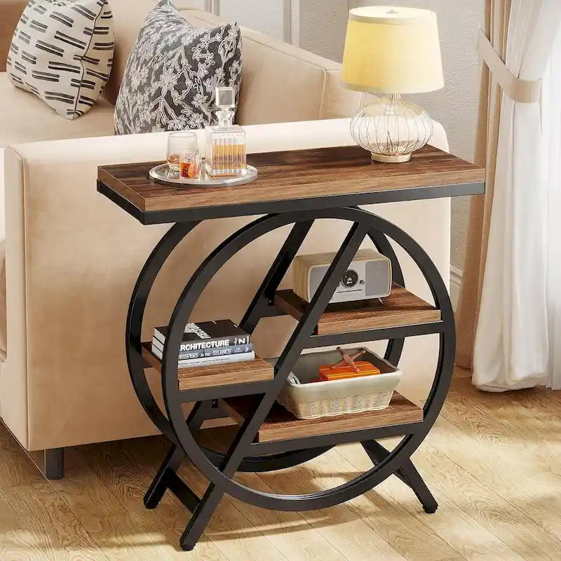 Table d'appoint à 3 niveaux, table de chevet étroite pour salon