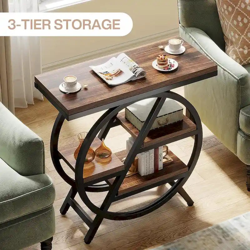 Table d'appoint à 3 niveaux, table de chevet étroite pour salon