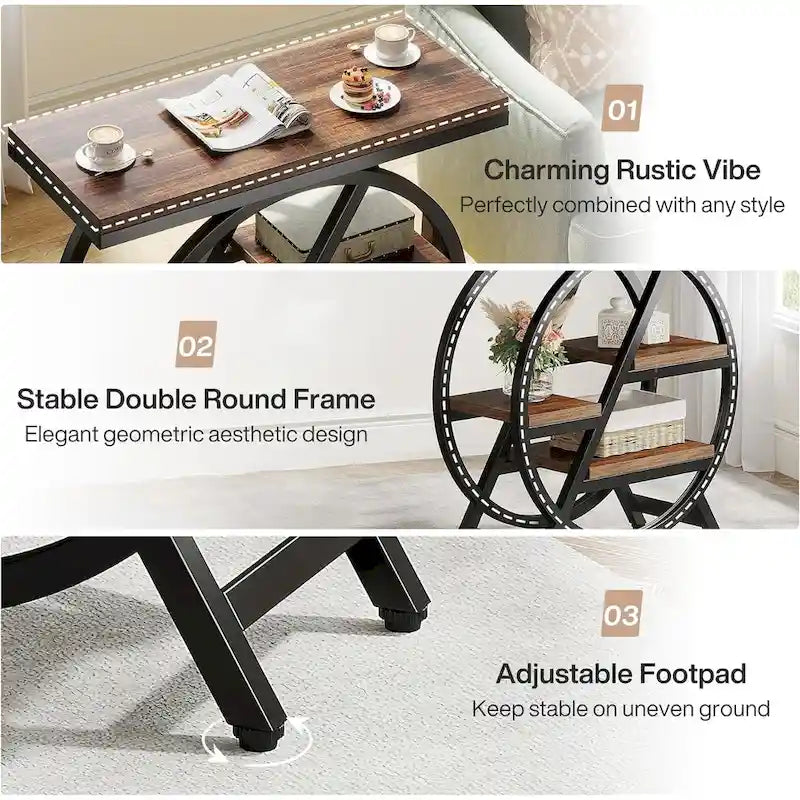 Table d'appoint à 3 niveaux, table de chevet étroite pour salon