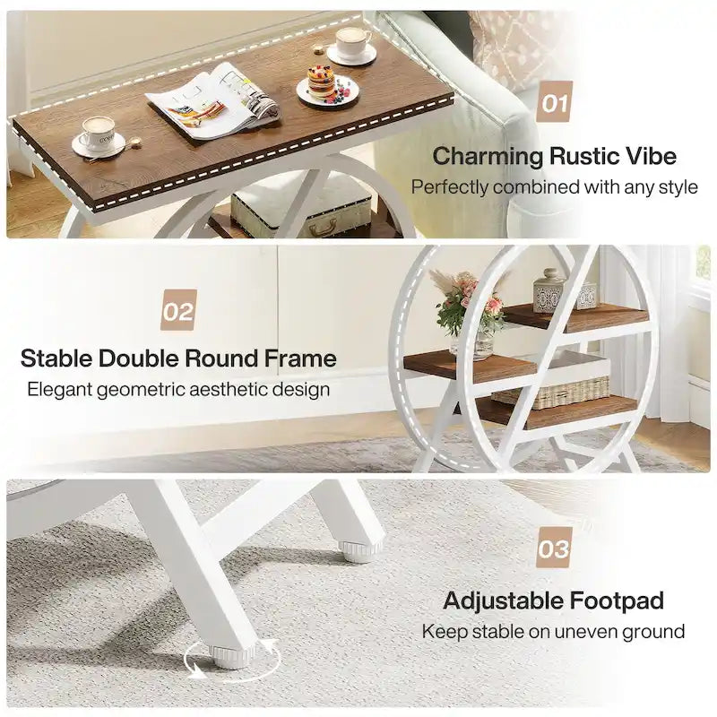 Table d'appoint à 3 niveaux, table de chevet étroite pour salon