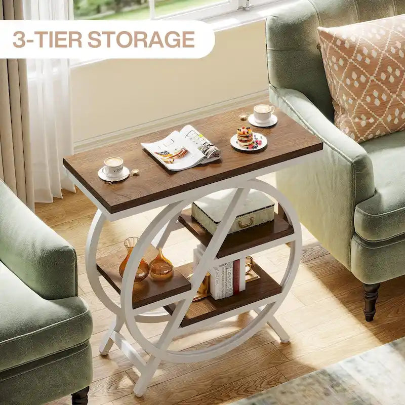 Table d'appoint à 3 niveaux, table de chevet étroite pour salon