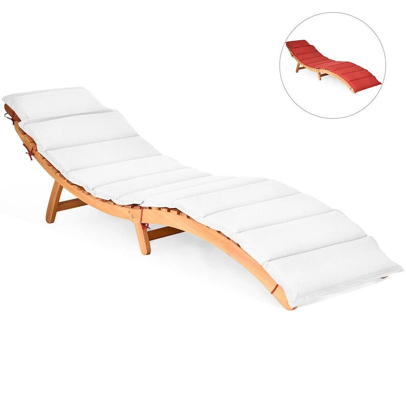 Gymax Lot de 2 chaises longues pliables d'extérieur en eucalyptus – Voir les détails