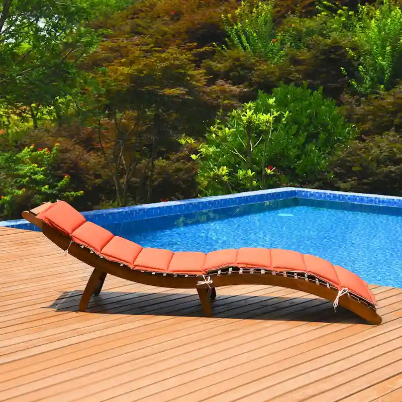 Gymax Lot de 2 chaises longues pliables d'extérieur en eucalyptus – Voir les détails
