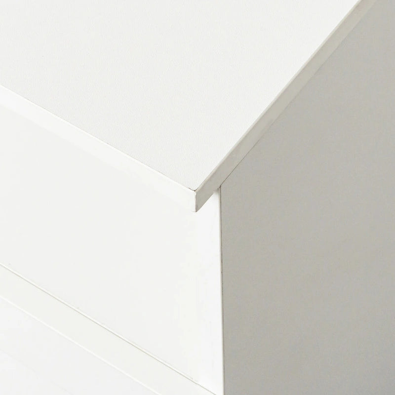 Meuble TV blanc 70 po avec rangement ouvert et tiroirs pour salon