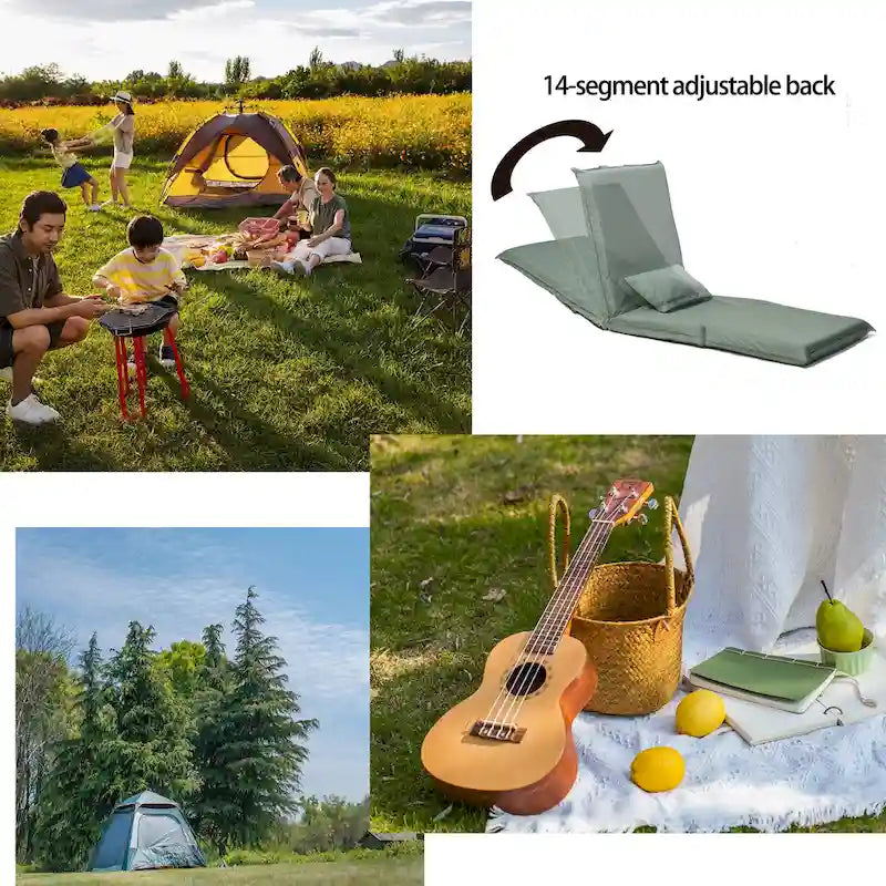 Fauteuil inclinable moderne vert clair de 180 cm de haut, réglable et pliable, avec sac de transport pour les voyages en extérieur