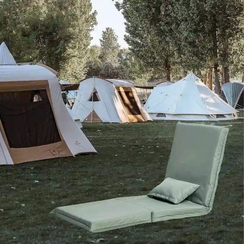 Fauteuil inclinable moderne vert clair de 180 cm de haut, réglable et pliable, avec sac de transport pour les voyages en extérieur