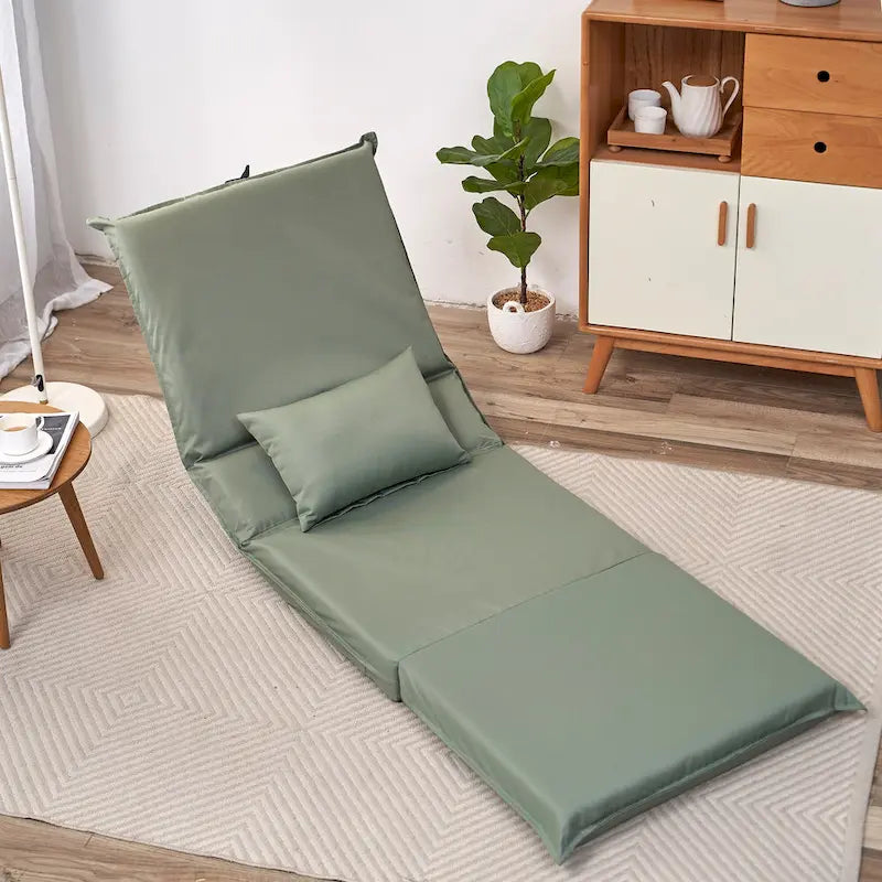 Fauteuil inclinable moderne vert clair de 180 cm de haut, réglable et pliable, avec sac de transport pour les voyages en extérieur