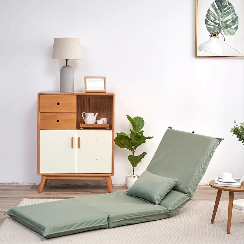 Fauteuil inclinable moderne vert clair de 180 cm de haut, réglable et pliable, avec sac de transport pour les voyages en extérieur