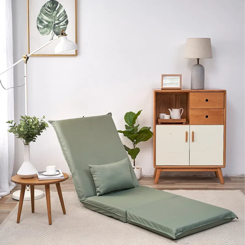 Fauteuil inclinable moderne vert clair de 180 cm de haut, réglable et pliable, avec sac de transport pour les voyages en extérieur