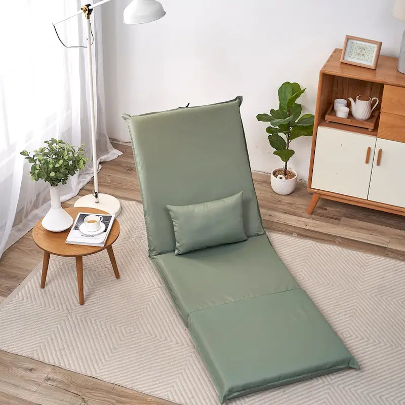 Fauteuil inclinable moderne vert clair de 180 cm de haut, réglable et pliable, avec sac de transport pour les voyages en extérieur