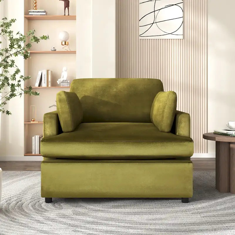 Fauteuil d'appoint Green Modern 37 avec pieds en plastique et oreillers pour le salon
