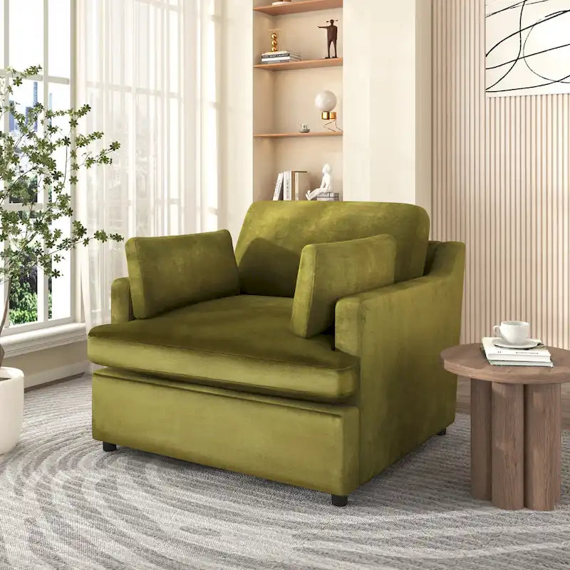 Fauteuil d'appoint Green Modern 37 avec pieds en plastique et oreillers pour le salon