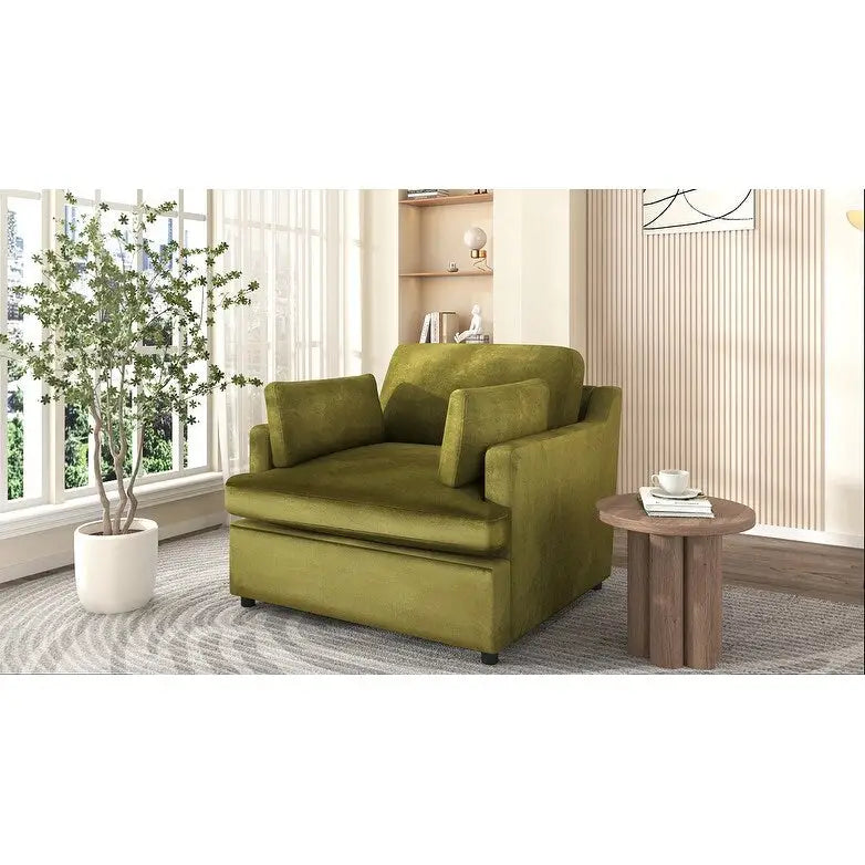 Fauteuil d'appoint Green Modern 37 avec pieds en plastique et oreillers pour le salon