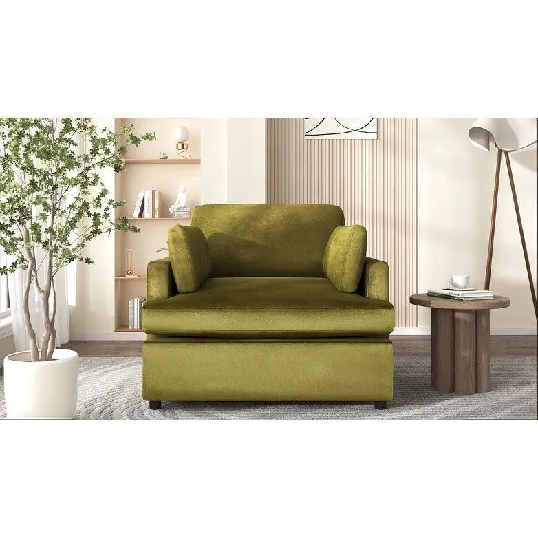 Fauteuil d'appoint Green Modern 37 avec pieds en plastique et oreillers pour le salon