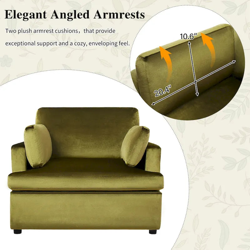 Fauteuil d'appoint Green Modern 37 avec pieds en plastique et oreillers pour le salon