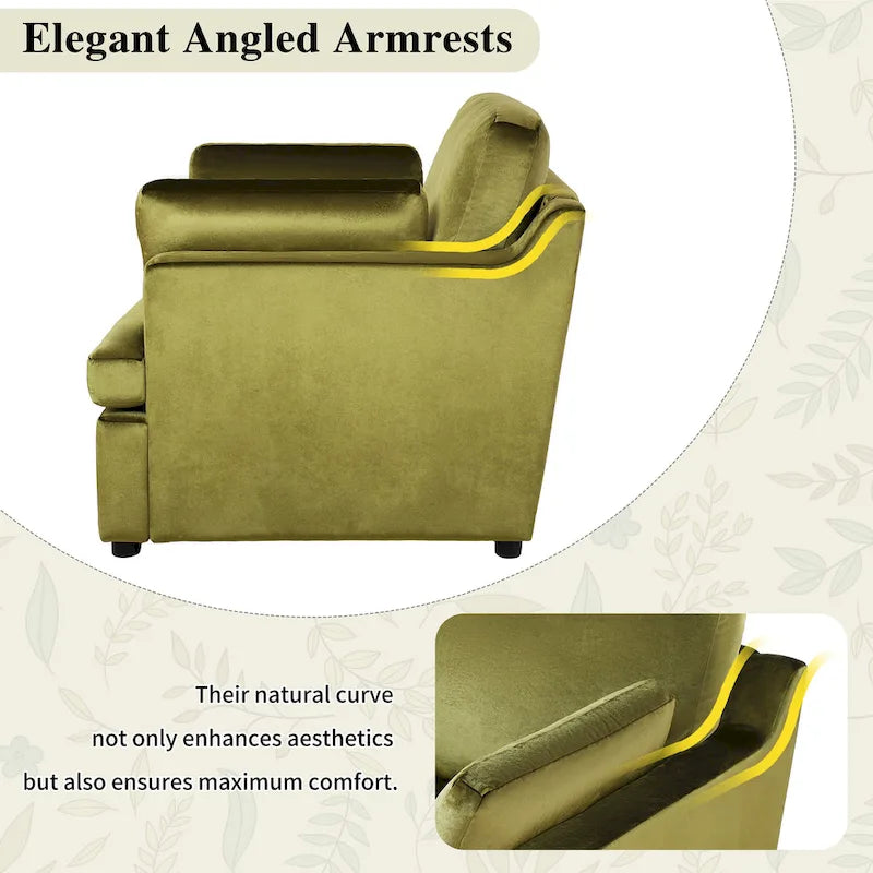 Fauteuil d'appoint Green Modern 37 avec pieds en plastique et oreillers pour le salon