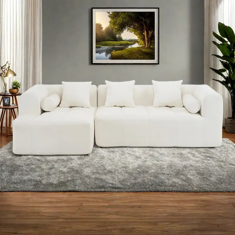 101.2 Chenille Modular Sectional Sofa with Deep Seating, Free-Combined Design and High-Density Foam Construction
