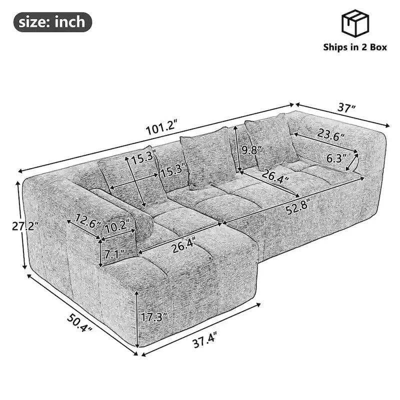 101.2 Canapé modulaire Chenille avec assise profonde, design combinable et structure en mousse haute densité