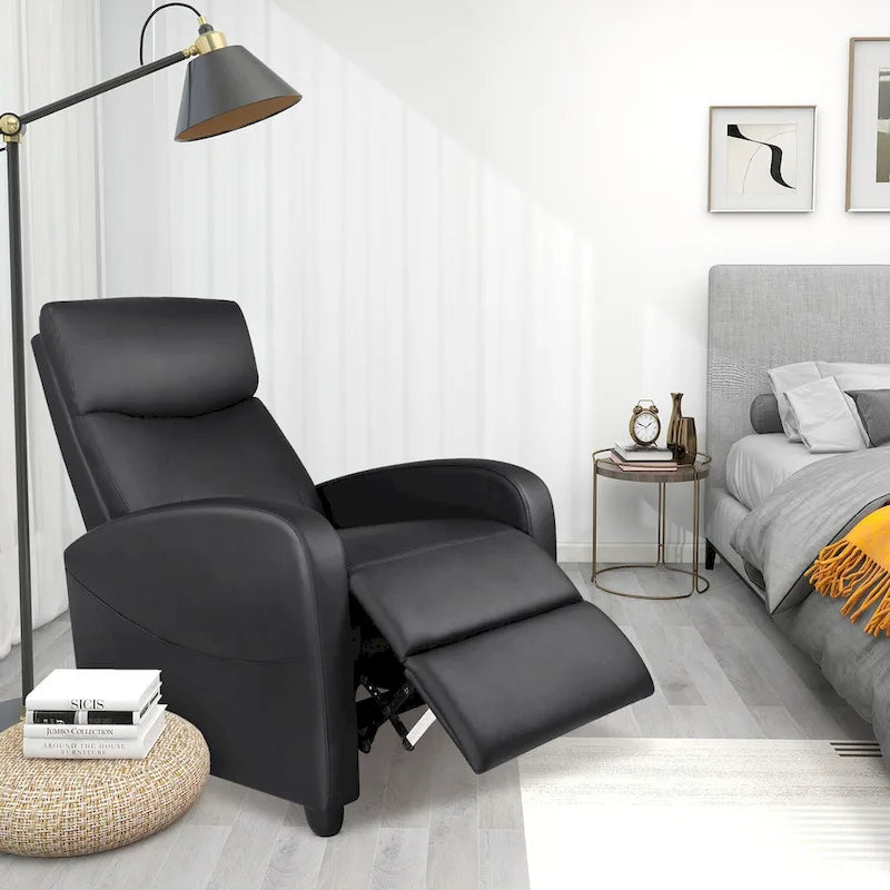Fauteuil inclinable noir réglable avec support lombaire, 8 modes de massage et fonction chauffante pour la relaxation