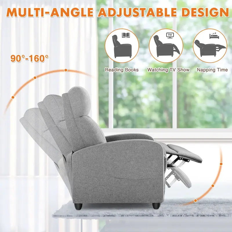 Fauteuil inclinable noir réglable avec support lombaire, 8 modes de massage et fonction chauffante pour la relaxation