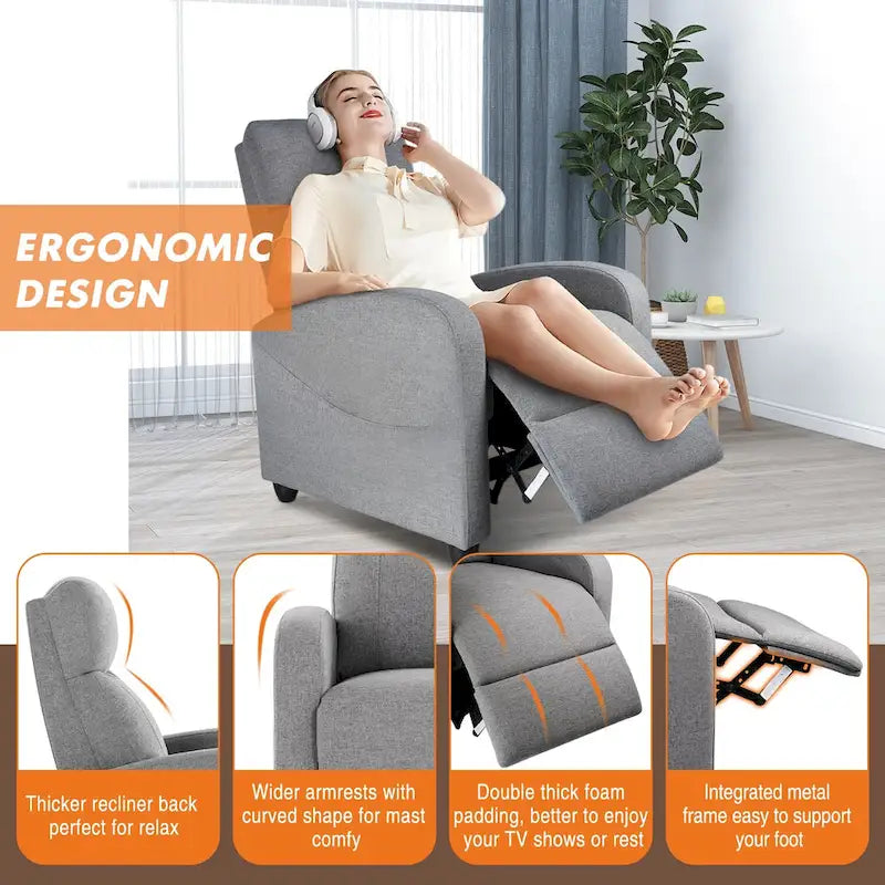 Fauteuil inclinable noir réglable avec support lombaire, 8 modes de massage et fonction chauffante pour la relaxation