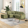 Canapé d'angle en L 5 places de 84,75 po avec pouf de rangement, canapé-lit escamotable 2-en-1 pour salon