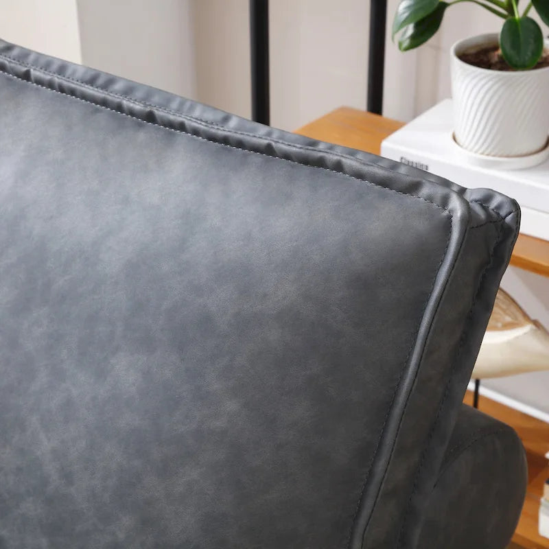 39 Canapé-Lit Multifonctionnel en Faux Cuir avec Dossier Réglable et Oreiller pour Salon
