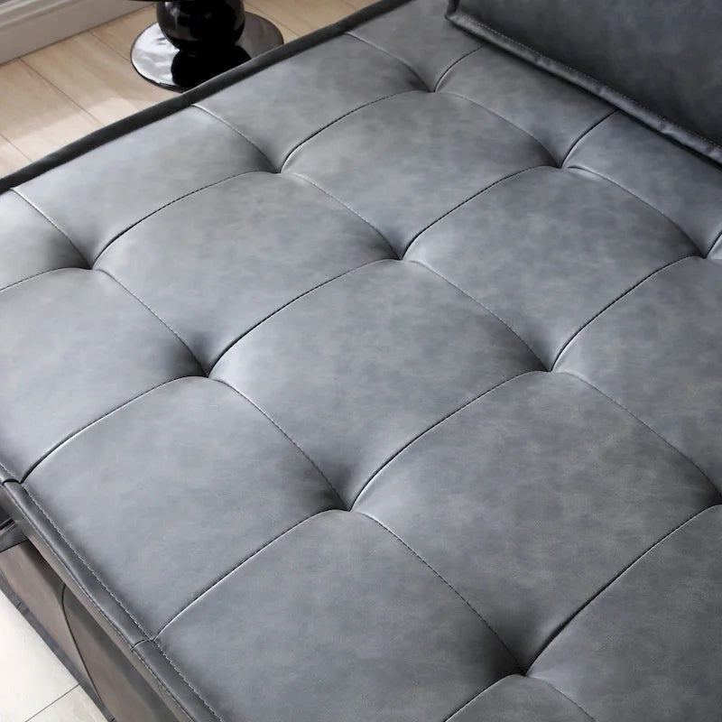 39 Canapé-Lit Multifonctionnel en Faux Cuir avec Dossier Réglable et Oreiller pour Salon