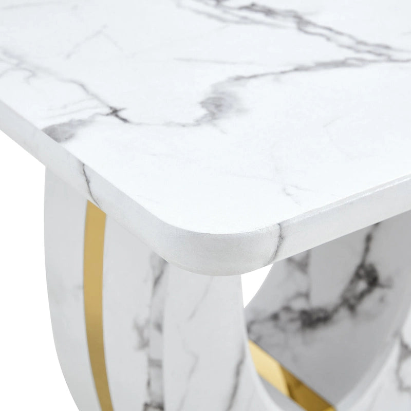 23.6 Table basse carrée moderne avec bandes décoratives plaquées or pour salon