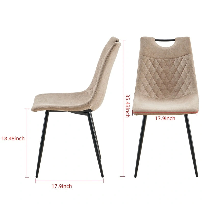 Ensemble de salle à manger moderne 5 pièces avec table ronde et 4 chaises quadrillées