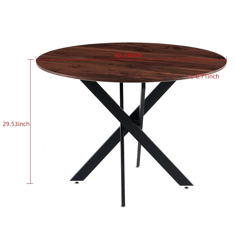 Ensemble de salle à manger moderne 5 pièces avec table ronde et 4 chaises quadrillées