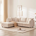 Canapé modulaire sectionnel en polyester 89 avec assise profonde et pouf ottoman
