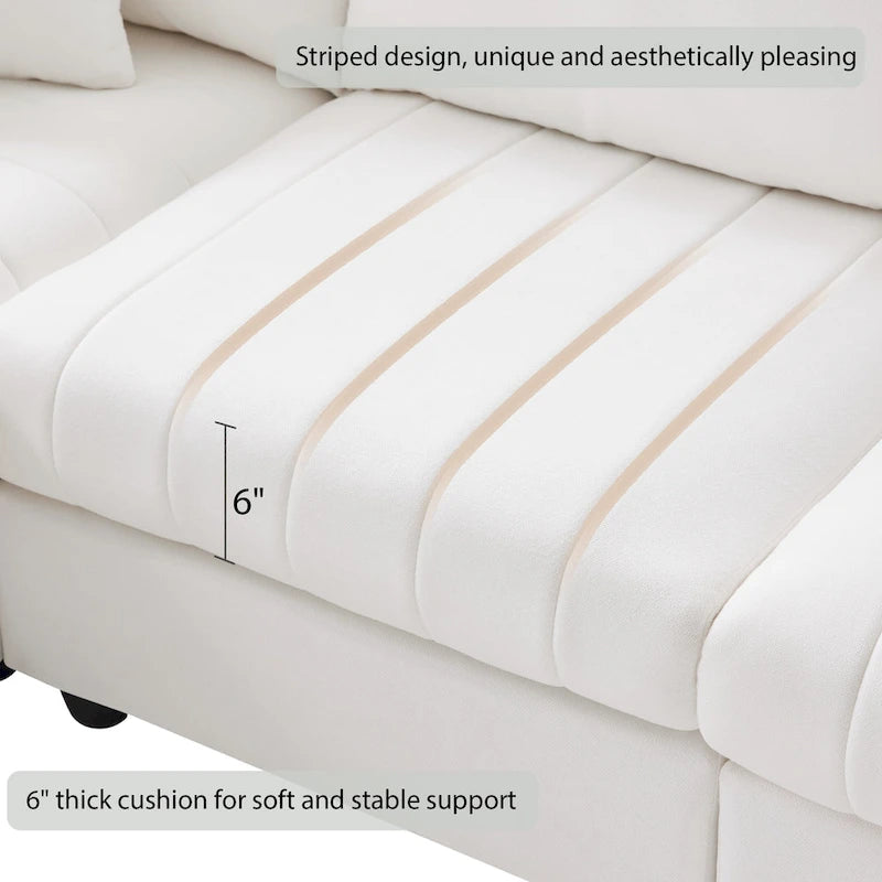 Canapé modulaire sectionnel en polyester 89 avec assise profonde et pouf ottoman