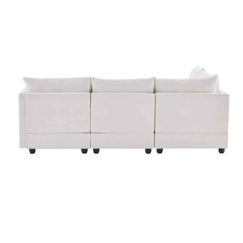 Canapé modulaire sectionnel en polyester 89 avec assise profonde et pouf ottoman