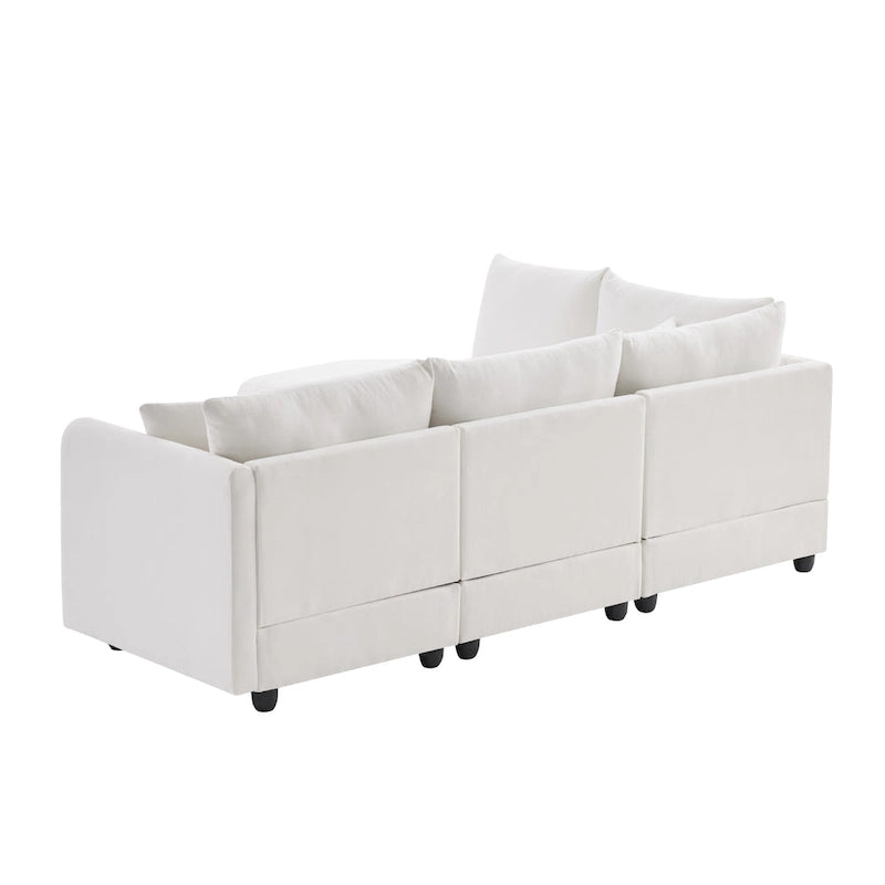 Canapé modulaire sectionnel en polyester 89 avec assise profonde et pouf ottoman