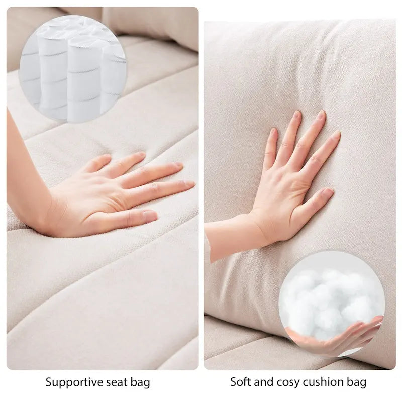 Canapé modulaire sectionnel en polyester 89 avec assise profonde et pouf ottoman