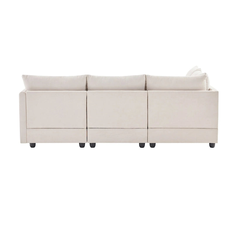 Canapé modulaire sectionnel en polyester 89 avec assise profonde et pouf ottoman