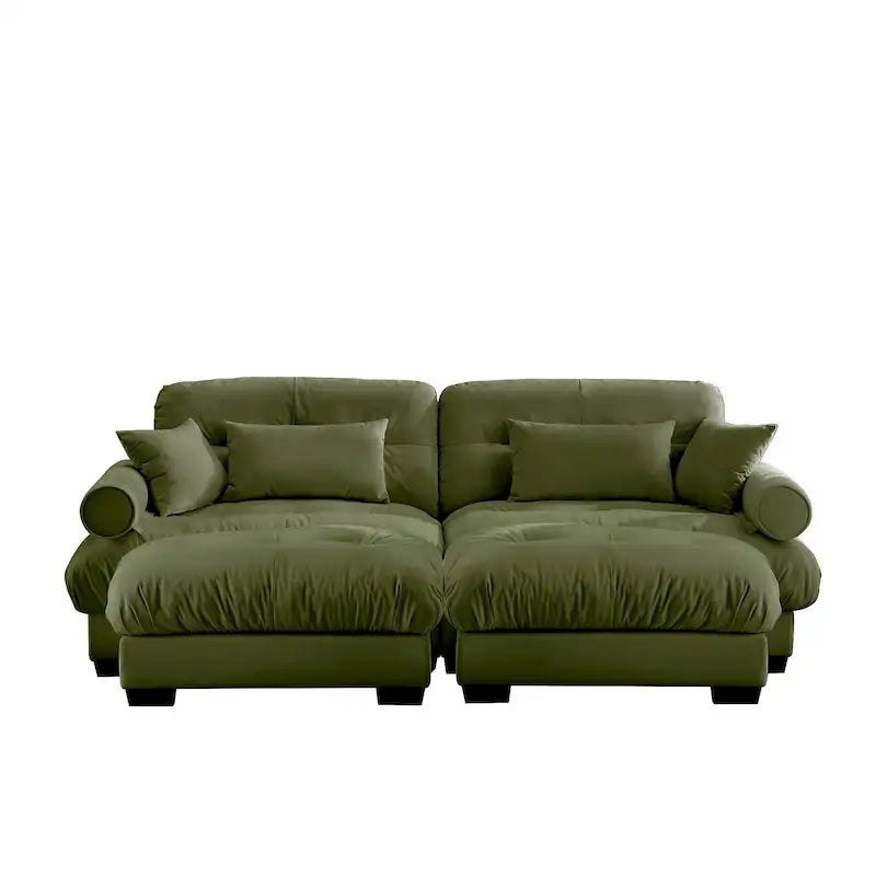 Canapé modulaire en velours avec 2 poufs et canapé 2 places