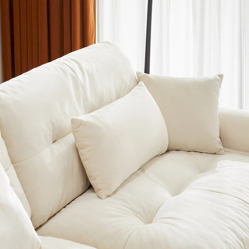 Canapé modulaire en velours avec 2 poufs et canapé 2 places