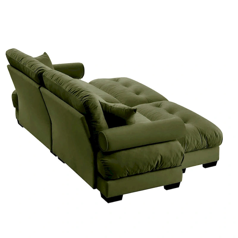 Canapé modulaire en velours avec 2 poufs et canapé 2 places