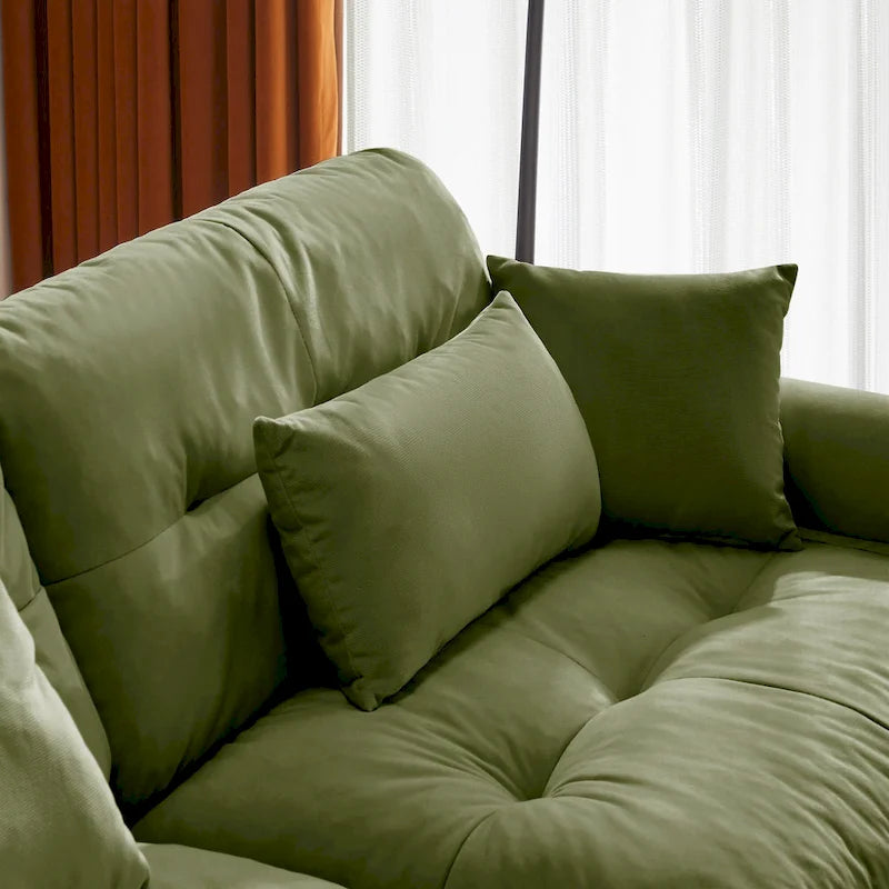 Canapé modulaire en velours avec 2 poufs et canapé 2 places