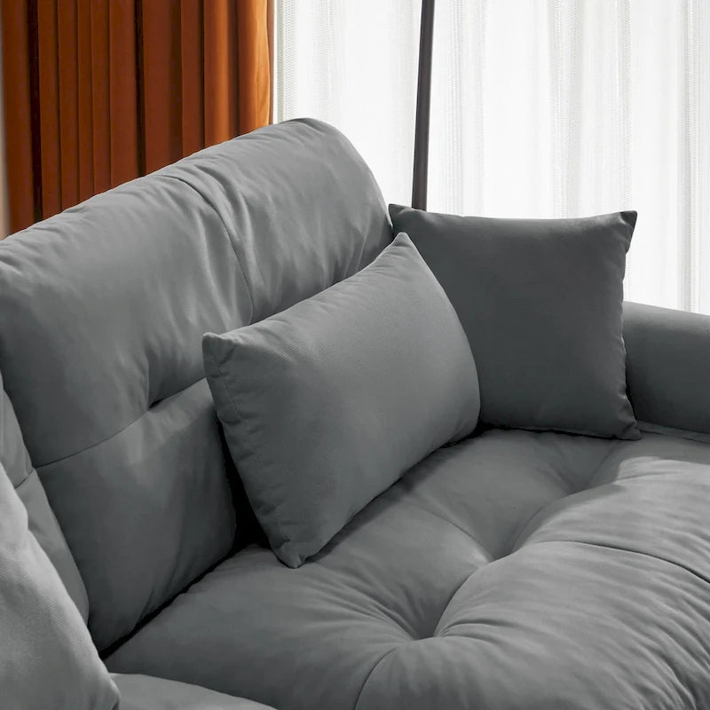 Canapé modulaire en velours avec 2 poufs et canapé 2 places