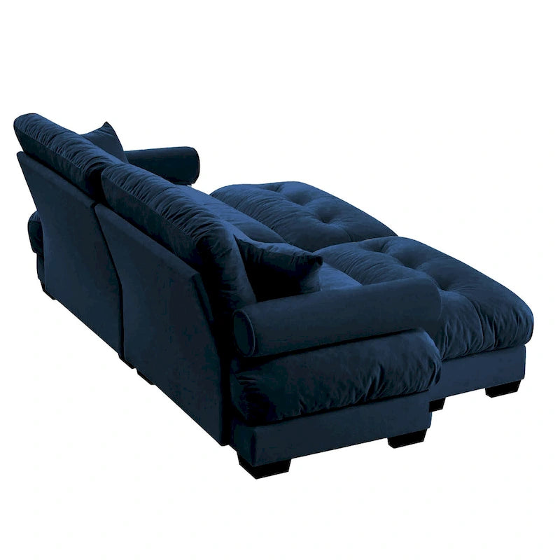 Canapé modulaire en velours avec 2 poufs et canapé 2 places