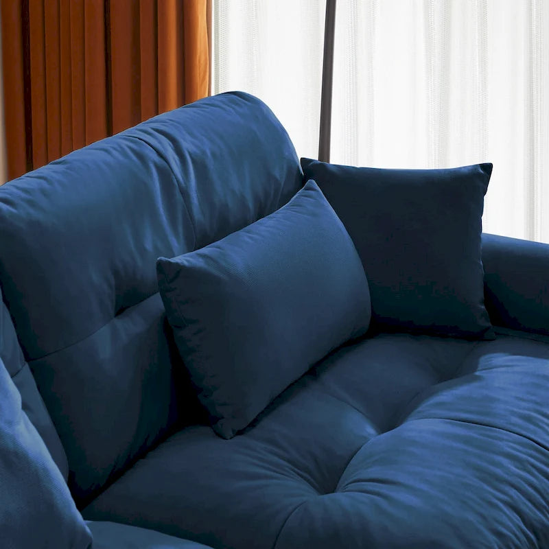 Canapé modulaire en velours avec 2 poufs et canapé 2 places